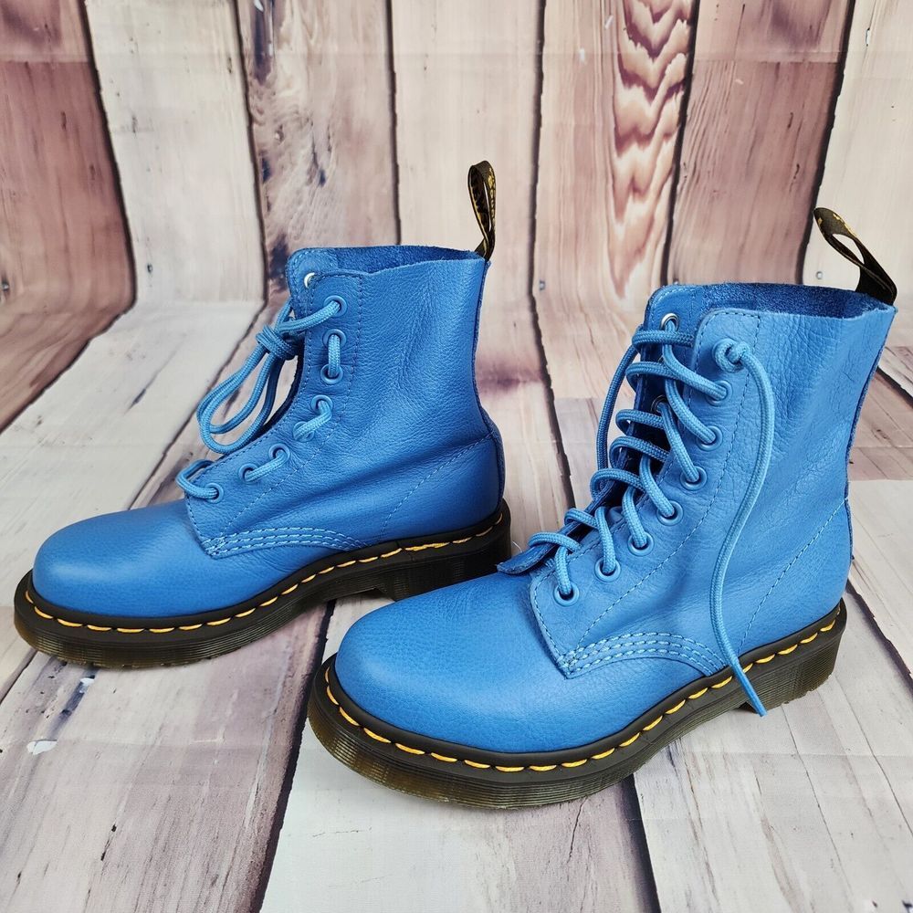 Dr. Martens 1460‎ Pascal Blue Virginia Leather Ankle Boots SIZE 5 - Picture 2 of 13